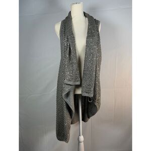 Alice and Olivia Sequins‎ Knit Vest Womens XS Gray Cascade Waterfall Glam